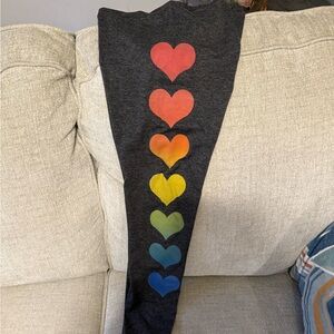 Aviator Nation Red and Gray Heart Pattern Leggings